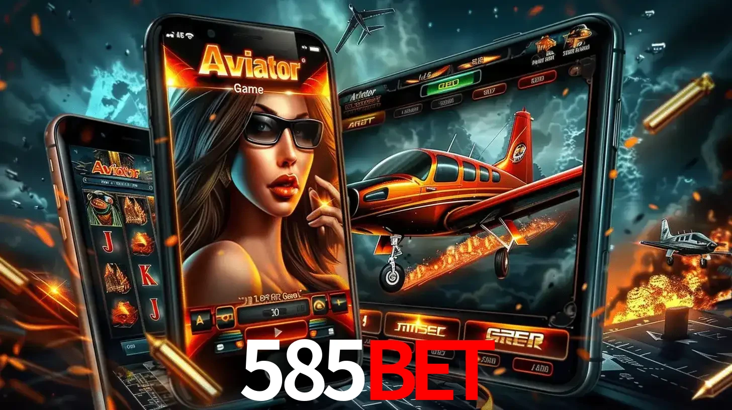 O popular jogo de apostas Aviator exibido em vários celulares e tablets, mostrando a interface emocionante e a ação de voo disponíveis para jogar agora no 585bet.