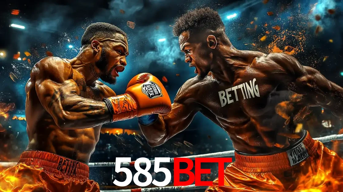 Dois boxeadores em uma luta intensa e explosiva, representando a adrenalina e as oportunidades de apostas em esportes de combate disponíveis na plataforma 585bet.