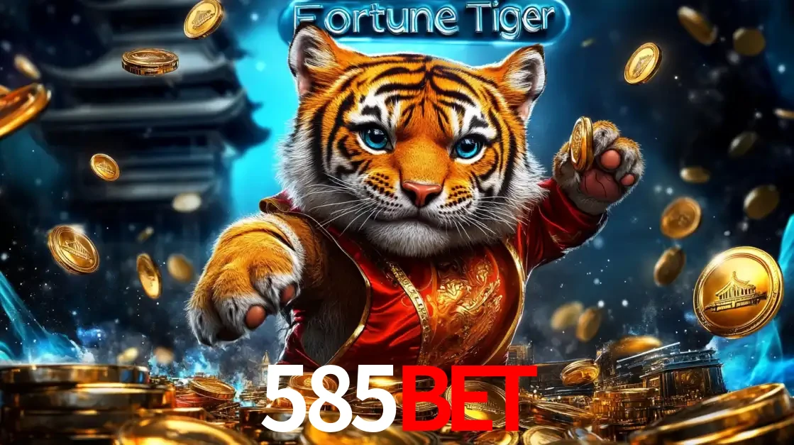 Imagem promocional do jogo de slot Fortune Tiger, com um tigre majestoso em traje tradicional cercado por uma fortuna em moedas de ouro, disponível agora no cassino 585bet.